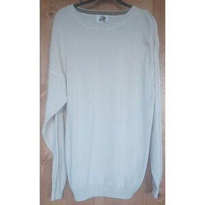 FIELD GEAR 100% Cotton Cream Sweater Men's Large Tall Tight Knit Raglan Sleeves